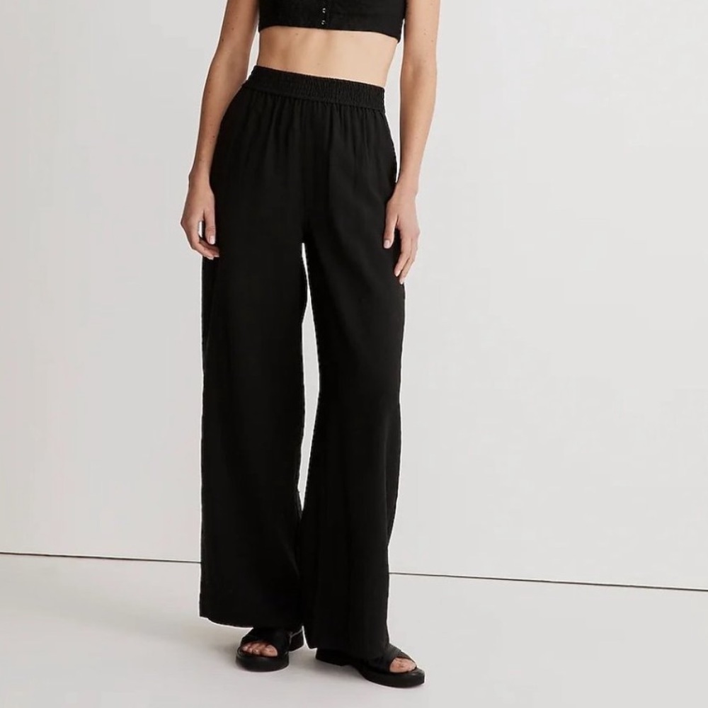 NWT Madewell The Tall Carley Wide-Leg Pant in Softdrape Black Tall Fit